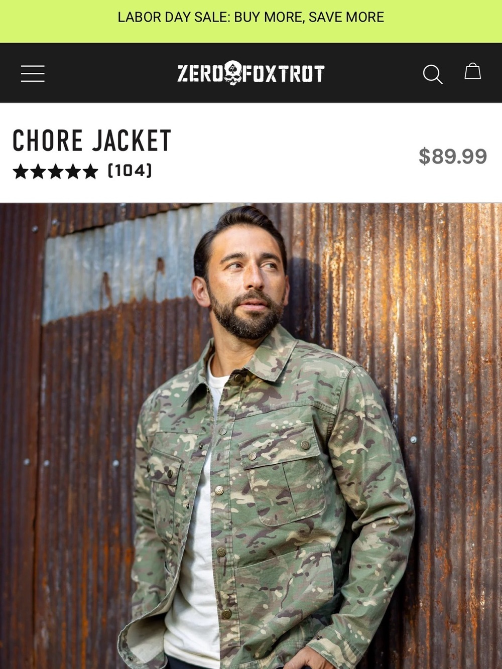 Zero Foxtrot Men’s Chore Jacket - Multicam Camo Green